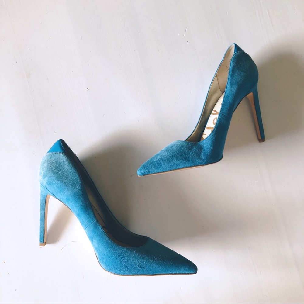 Sam Edelman Teal Blue Pumps Heels Leather 10 DEA